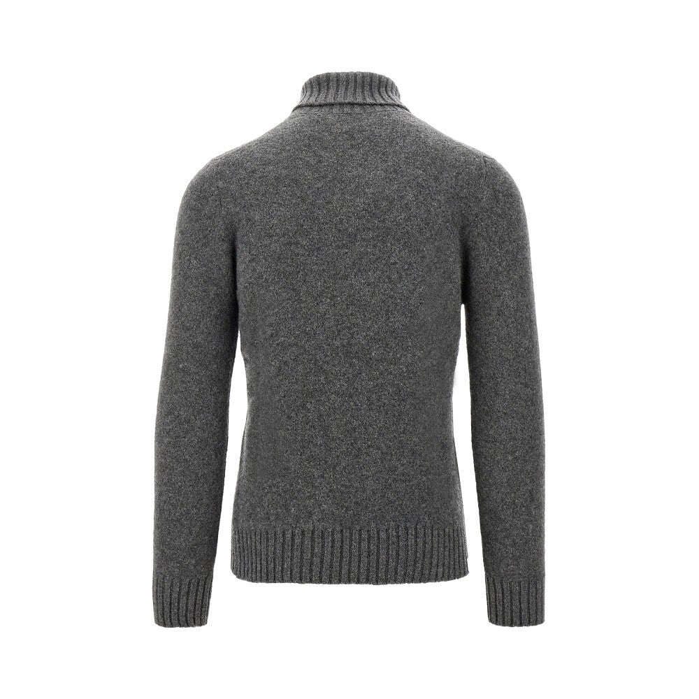 Pullover a collo alto in cachemire e seta