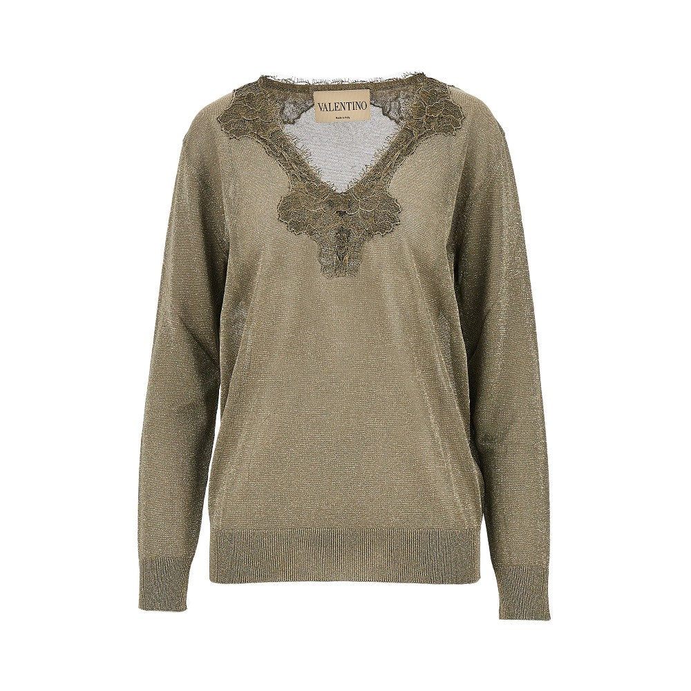 Pullover lurex con pizzo
