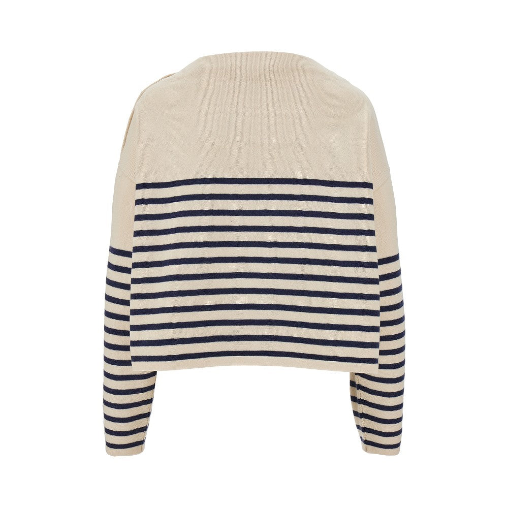 Striped cotton and wool blend sweater