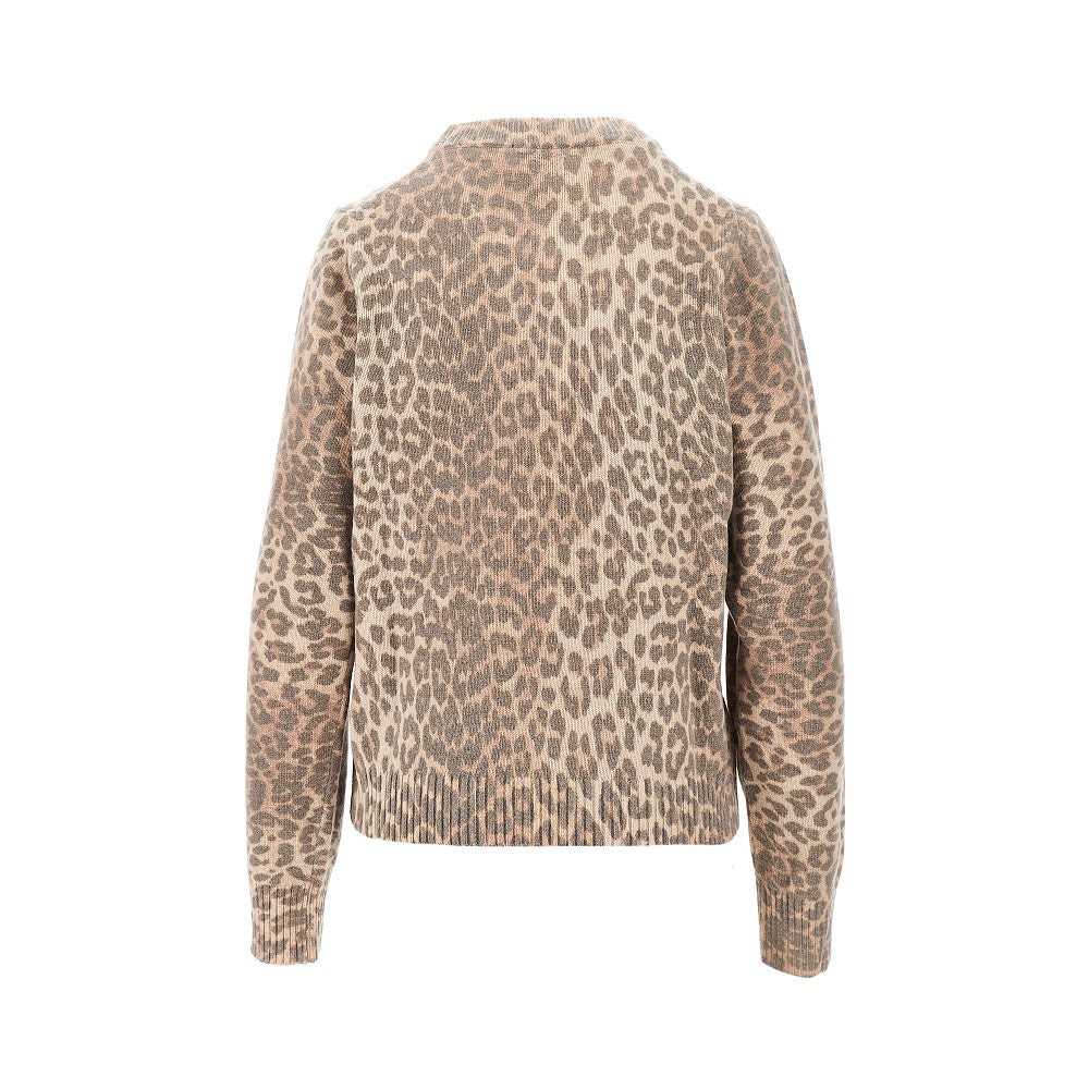 Pullover in misto lana leopardato