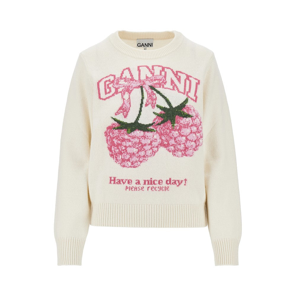'Raspberries' wool-blend sweater