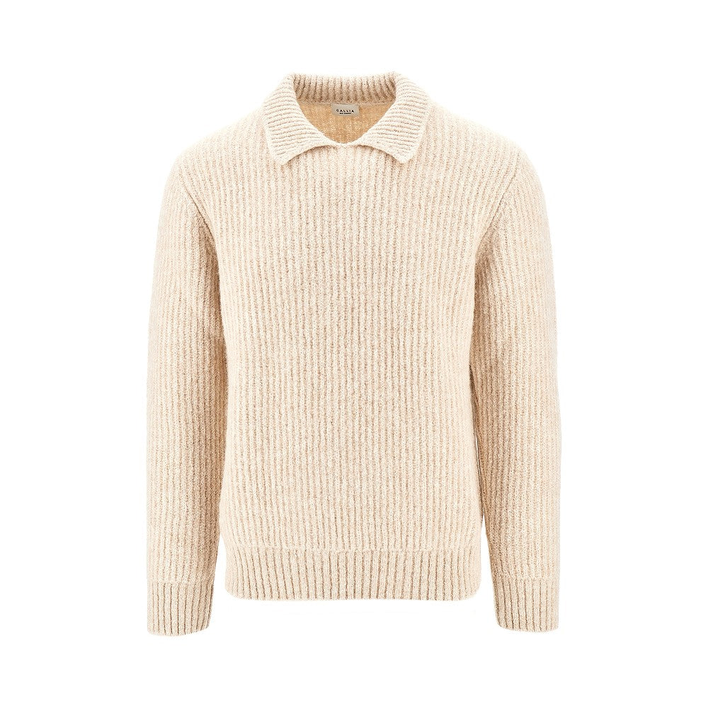 Pullover in misto alpaca a coste