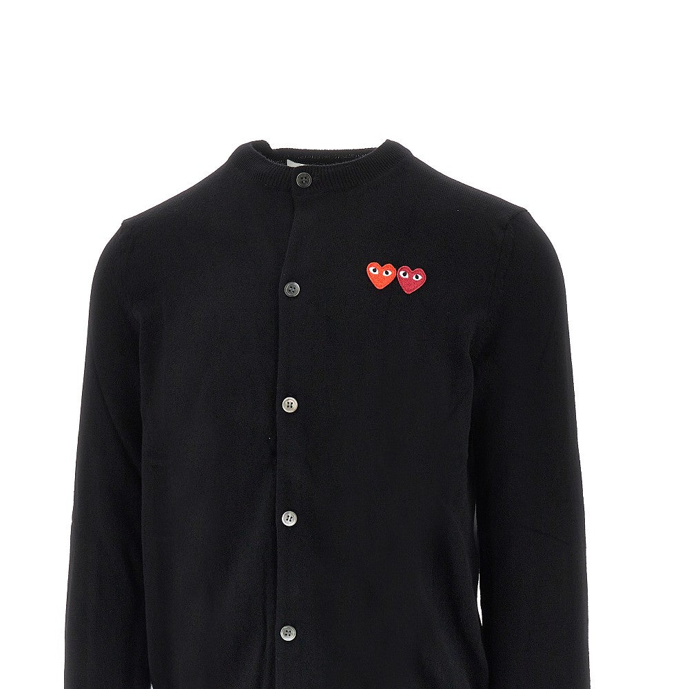Wool cardigan with hearts patch