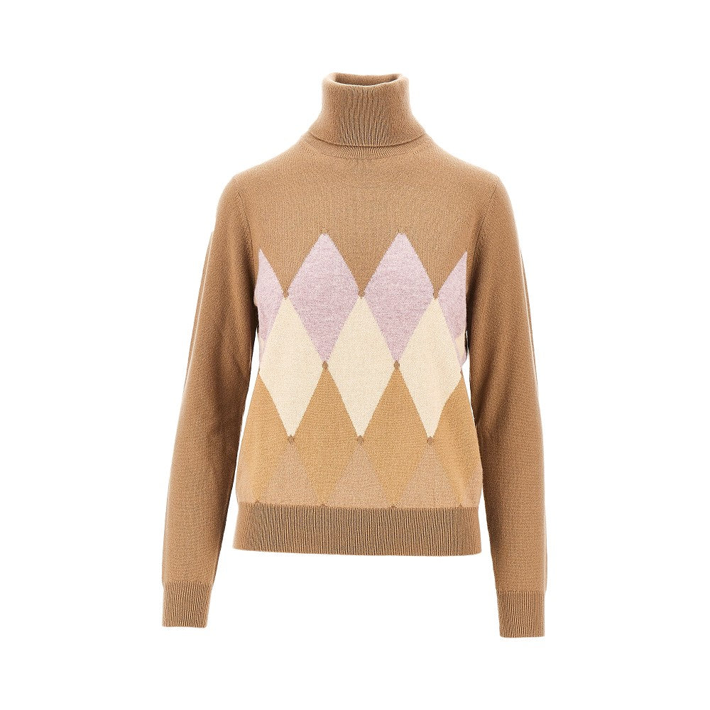 Lozenge cashmere turtleneck sweater