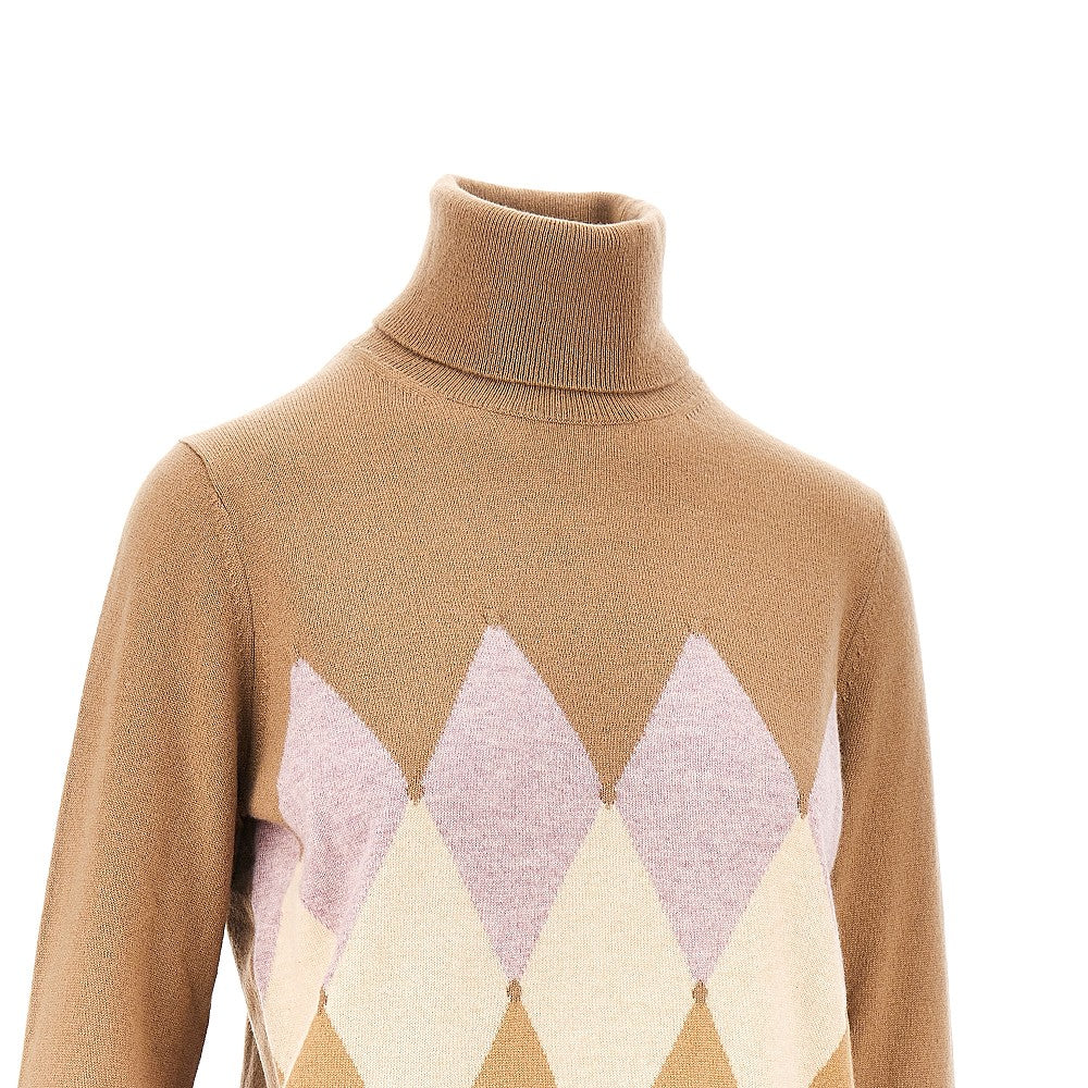 Lozenge cashmere turtleneck sweater