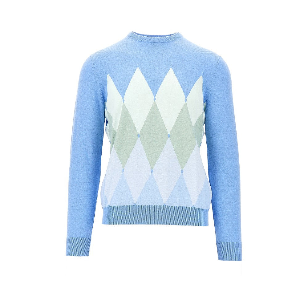 Pullover in cotone e cachemire a rombi