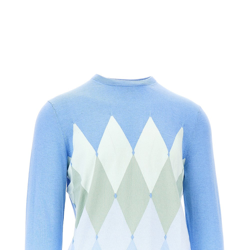 Pullover in cotone e cachemire a rombi