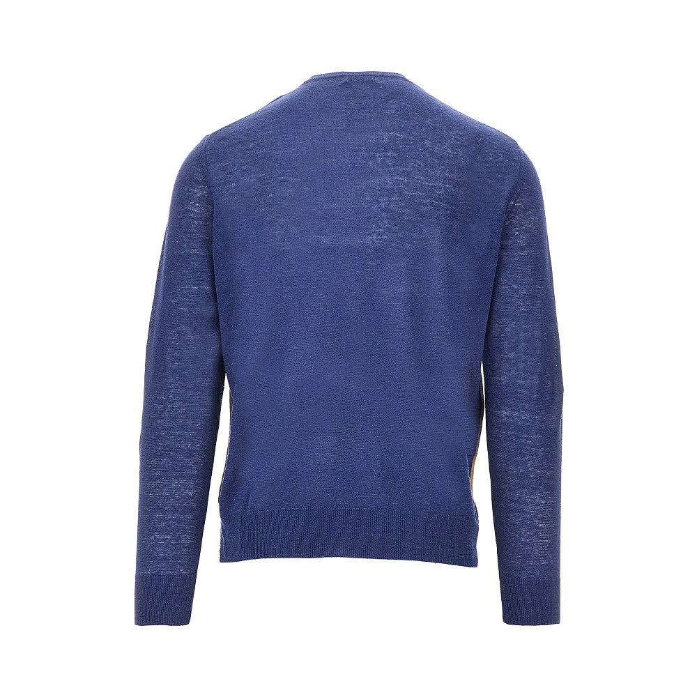 Pullover a rombi in lino e cotone