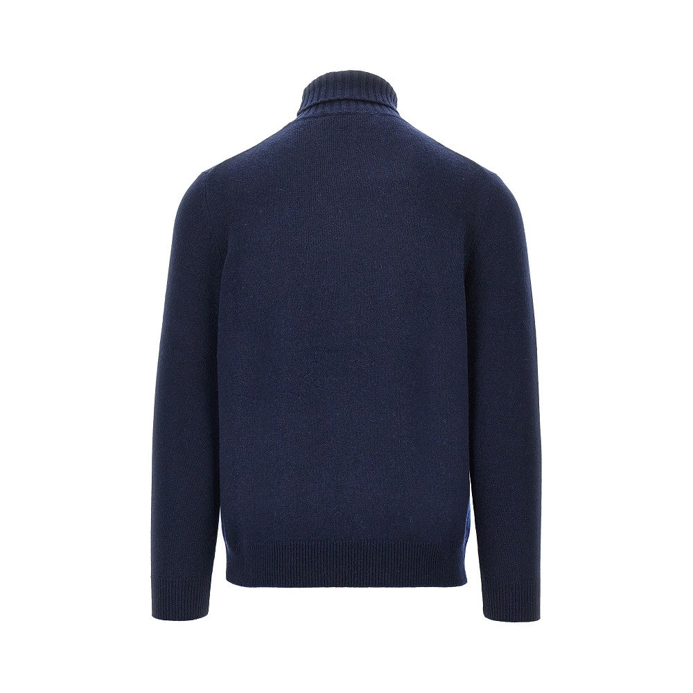 Pullover a collo alto in cachemire a rombi