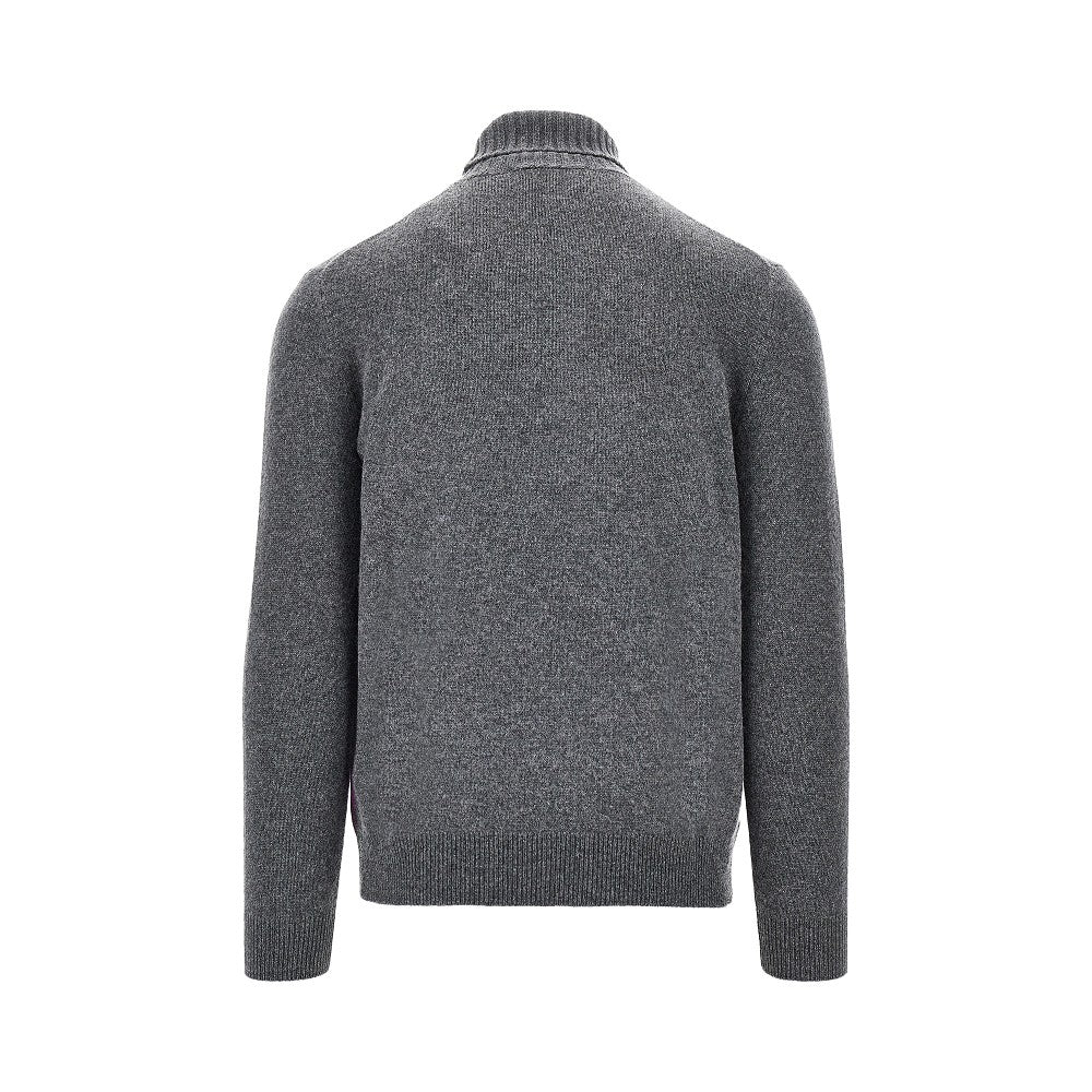 Pullover a collo alto in cachemire a rombi