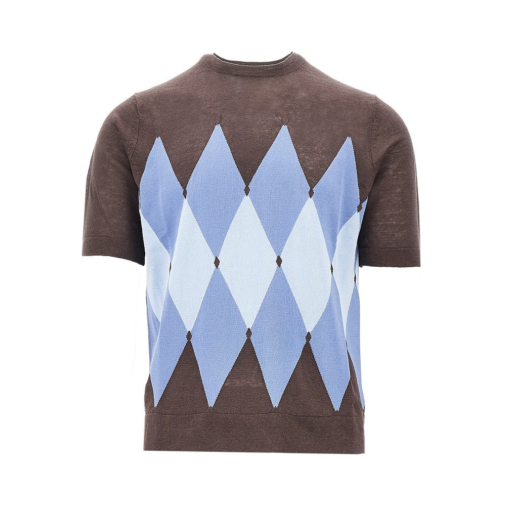 Pullover a manica corta in misto lino