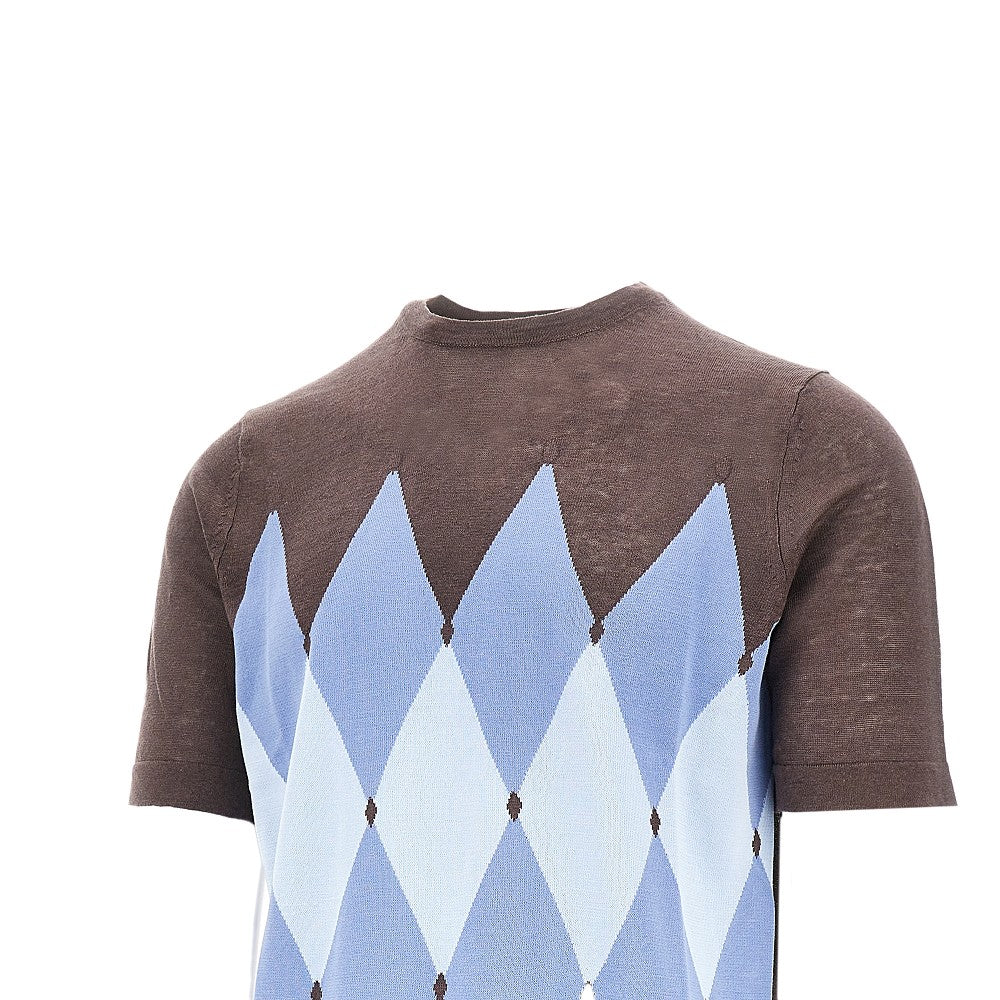 Pullover a manica corta in misto lino