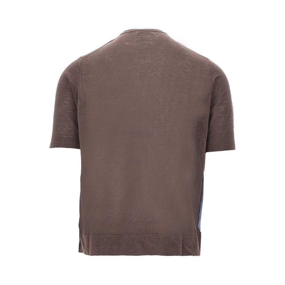 Pullover a manica corta in misto lino