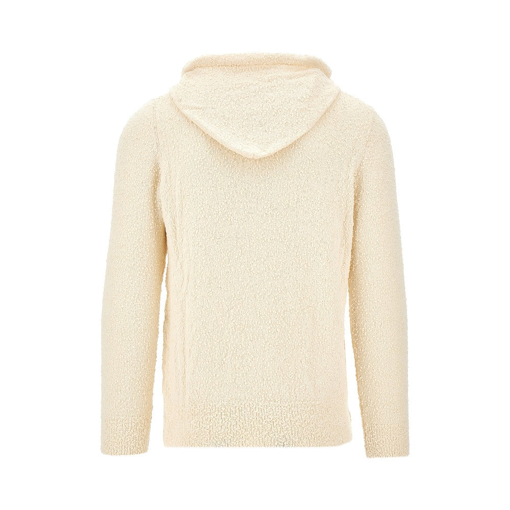 Bouclé knit hooded sweater