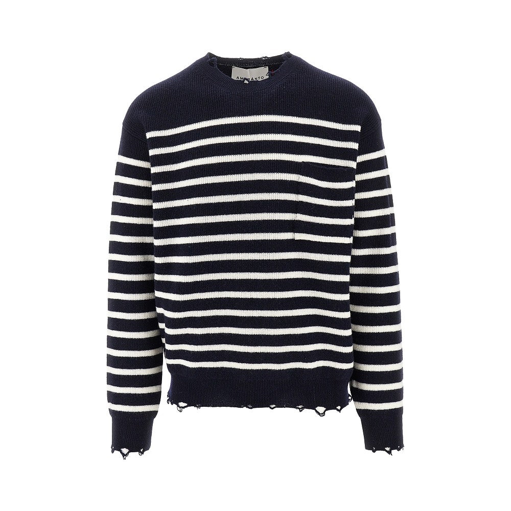Pullover distressed in lana a righe
