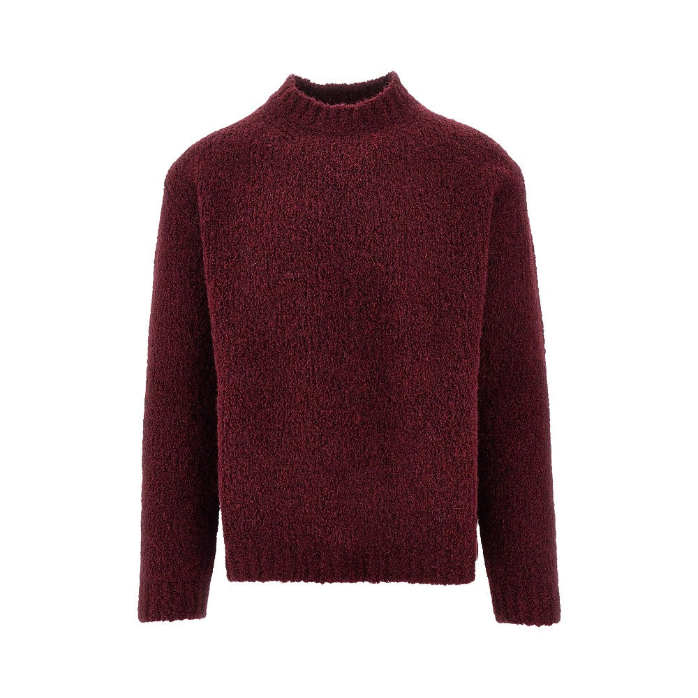 Pullover girocollo in misto alpaca bouclé