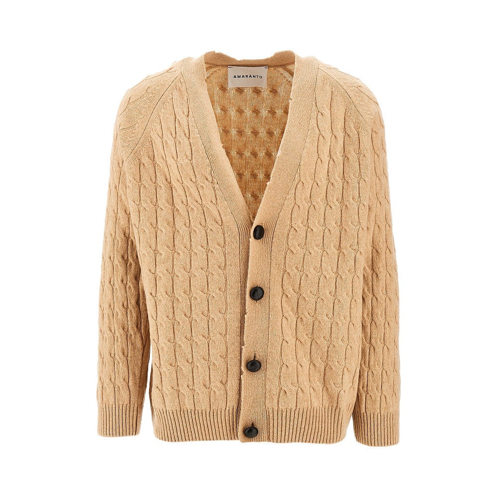 Cardigan a trecce con effetto distressed