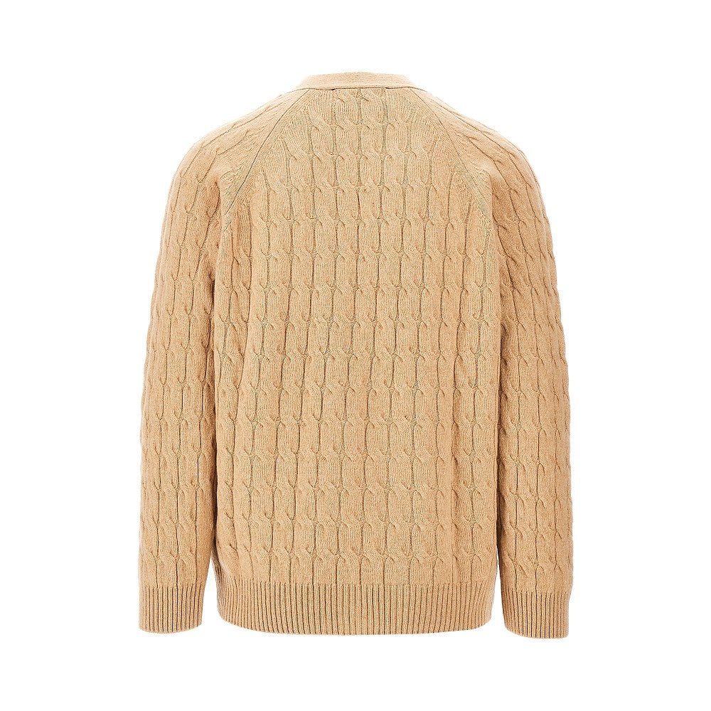 Cardigan a trecce con effetto distressed