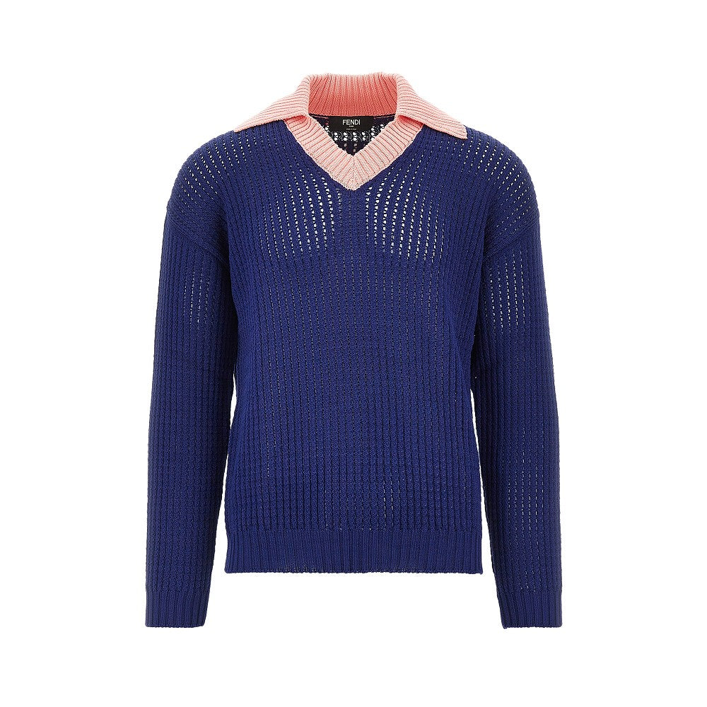 Pullover in cotone con lavorazione traforata