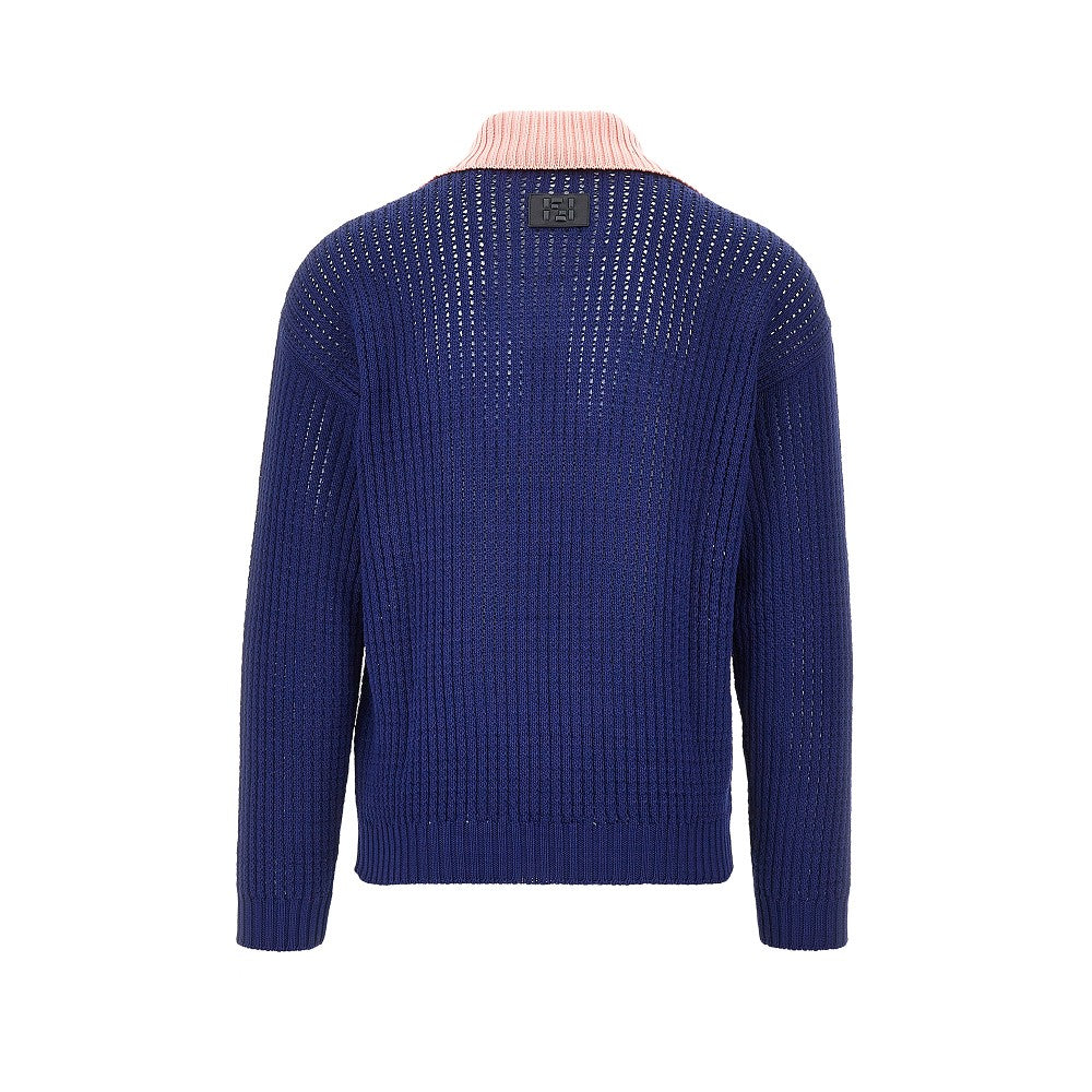 Pullover in cotone con lavorazione traforata