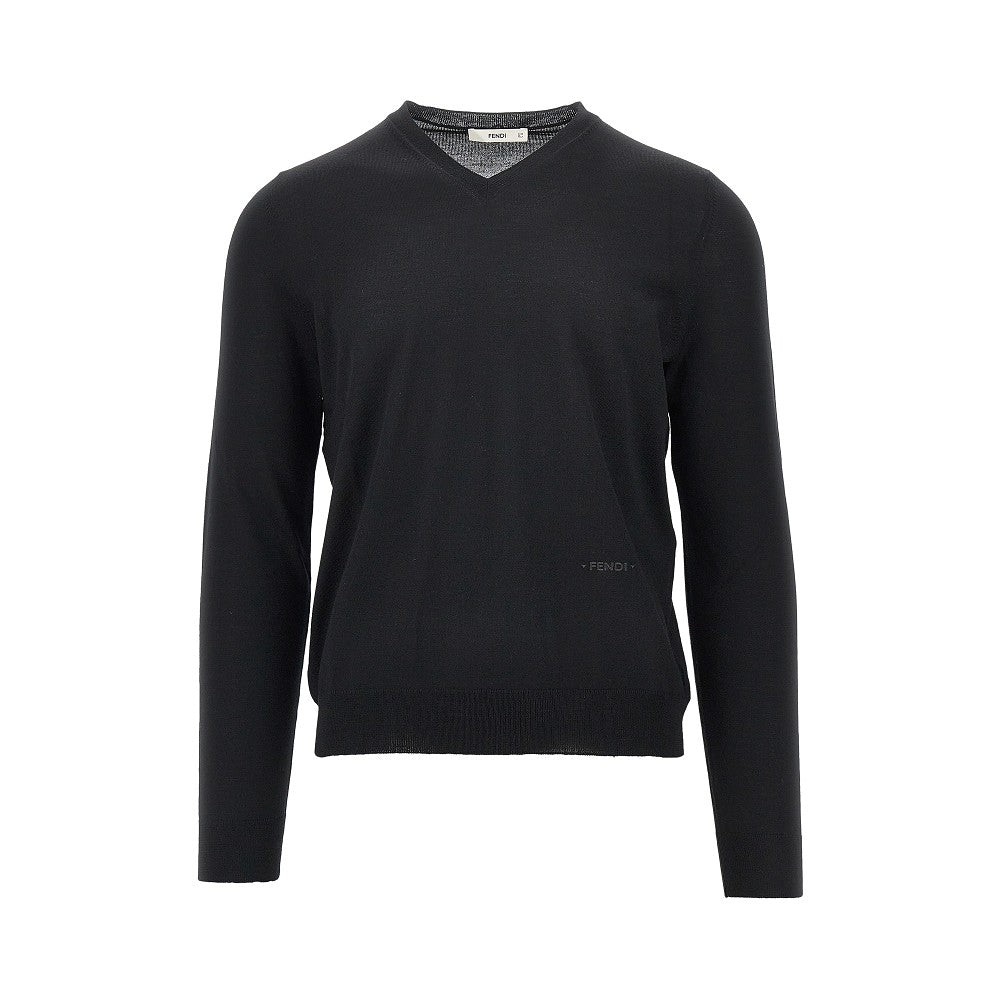 Pullover in lana con scollo a V