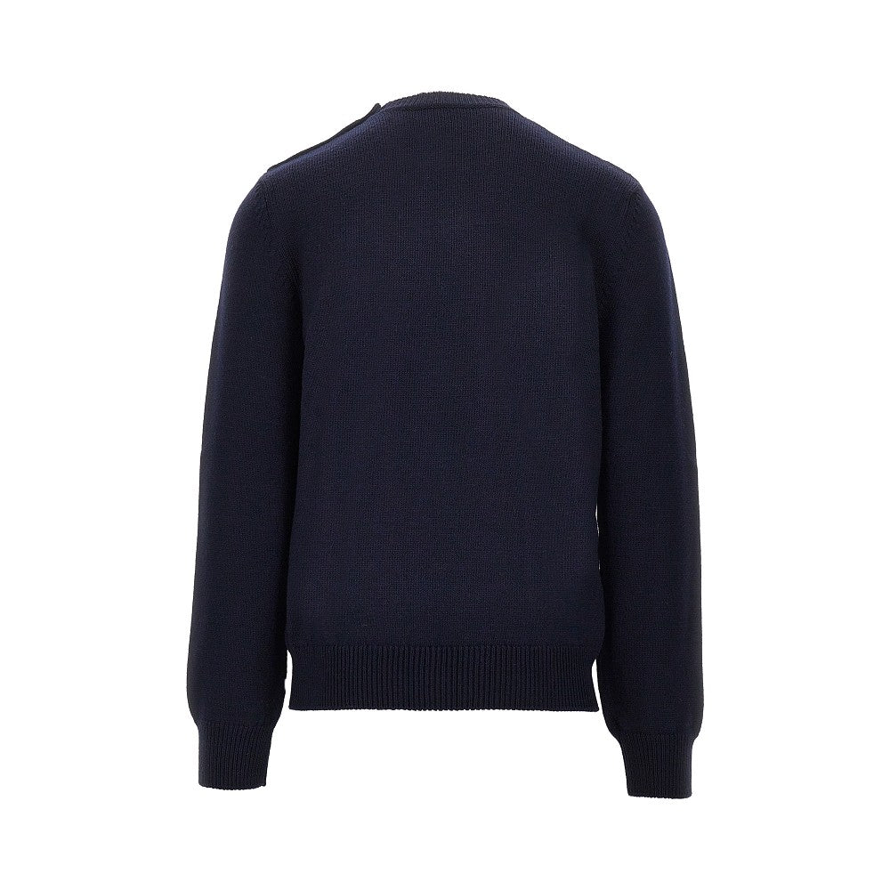 Wool sweater with embroidered patch