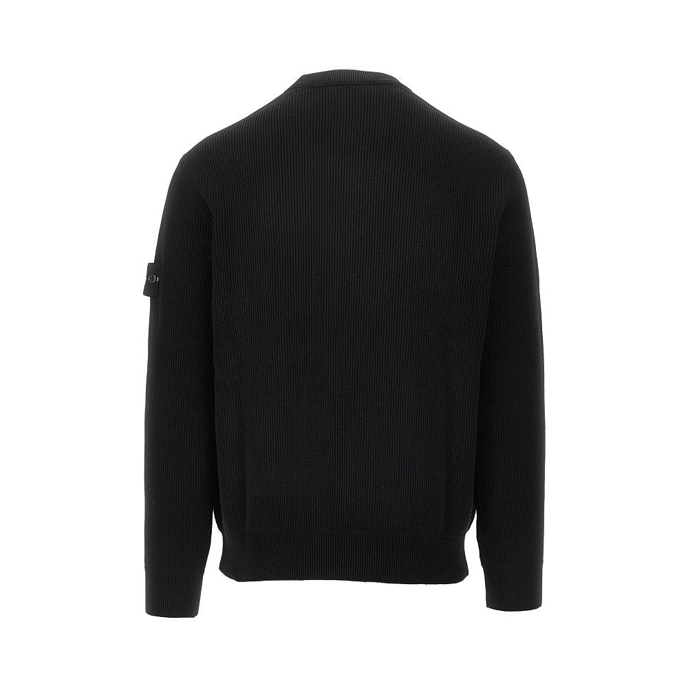 Pullover girocollo in cotone a coste