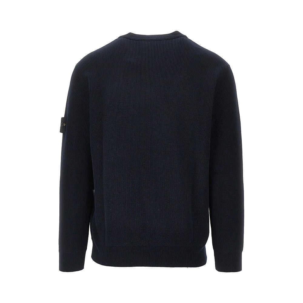 Pullover girocollo in cotone a coste