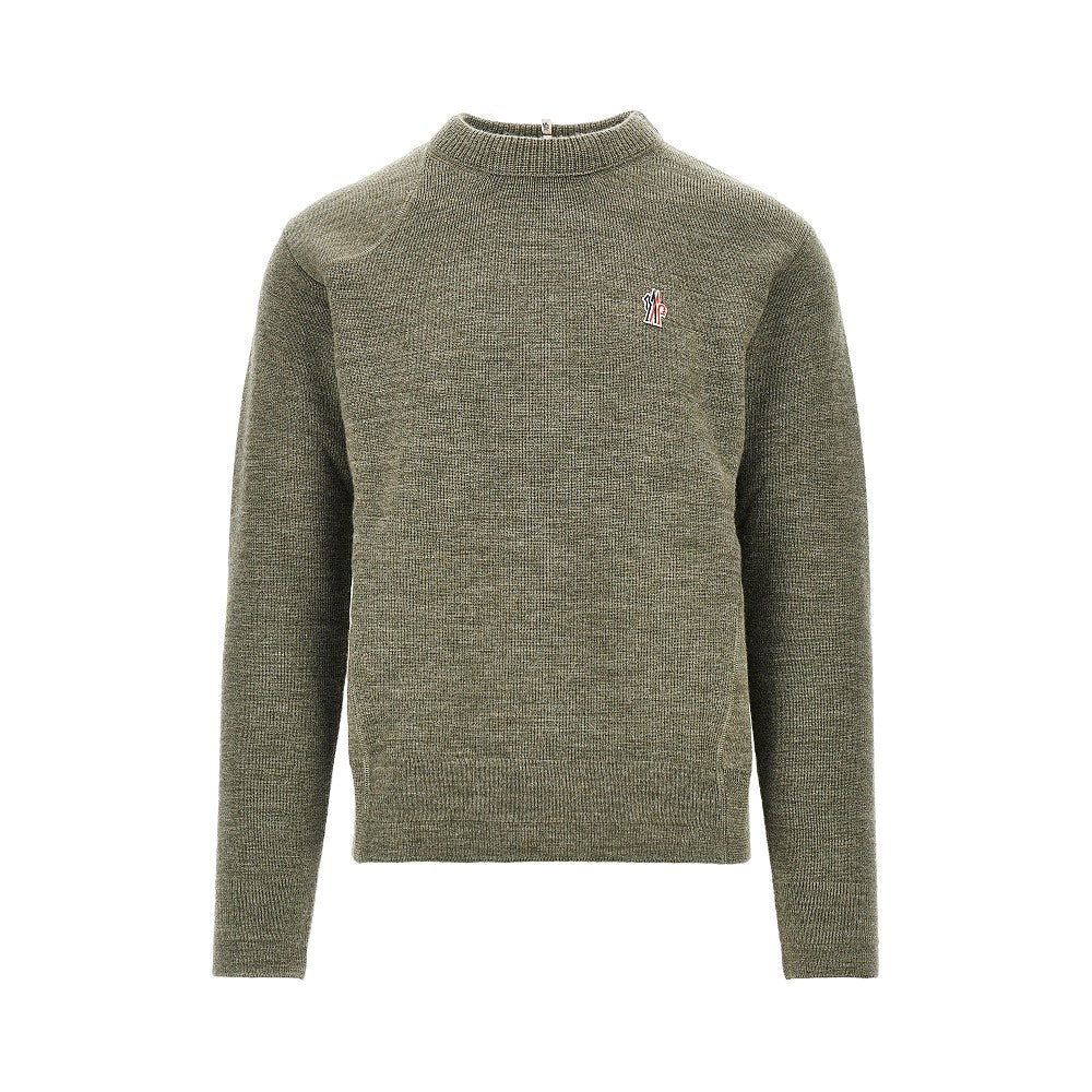 Pullover in lana con patch logo