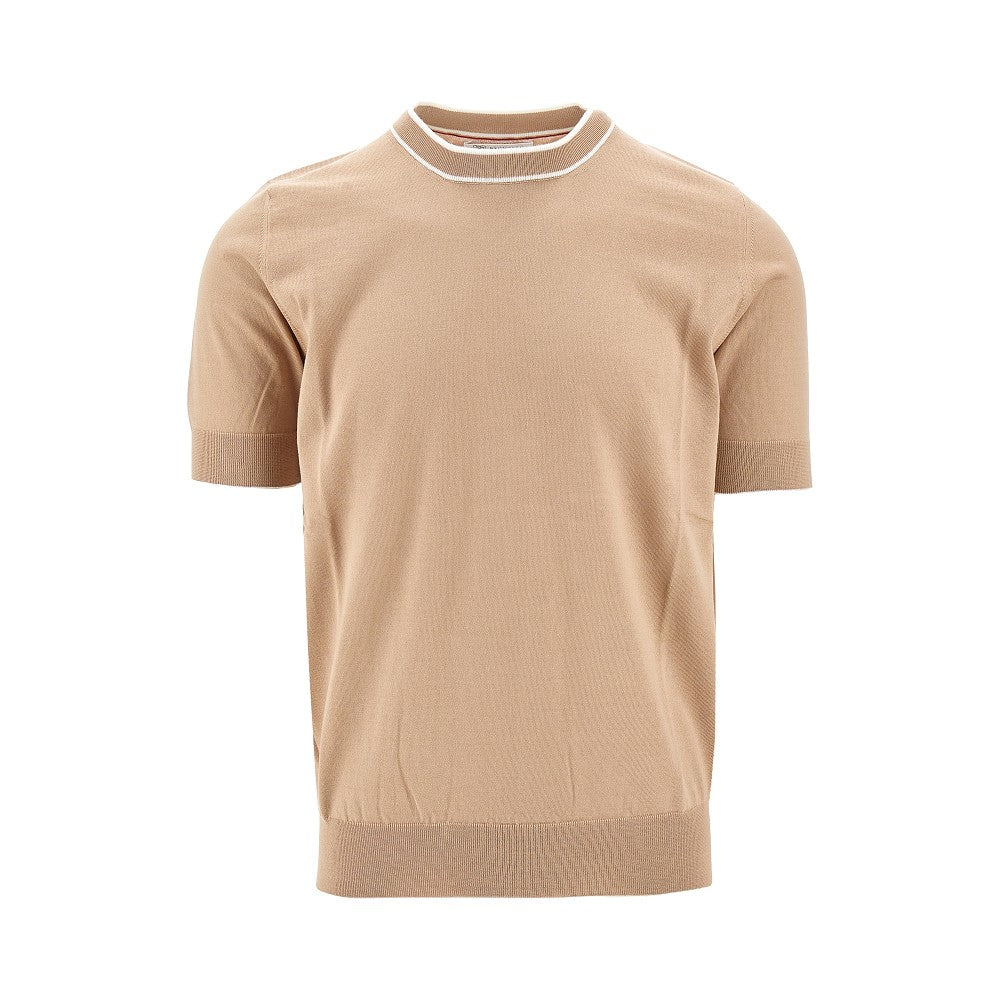 T-shirt in maglia con dettagli a contrasto