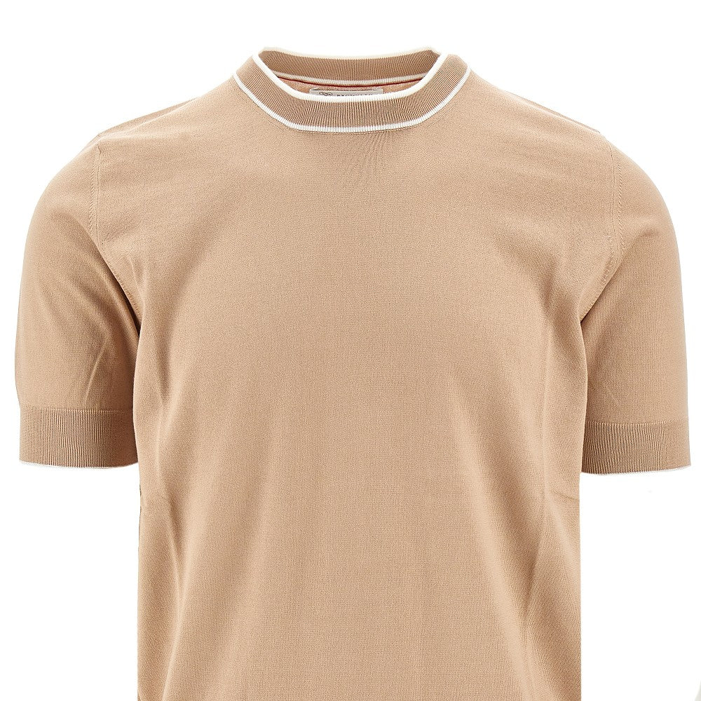 T-shirt in maglia con dettagli a contrasto