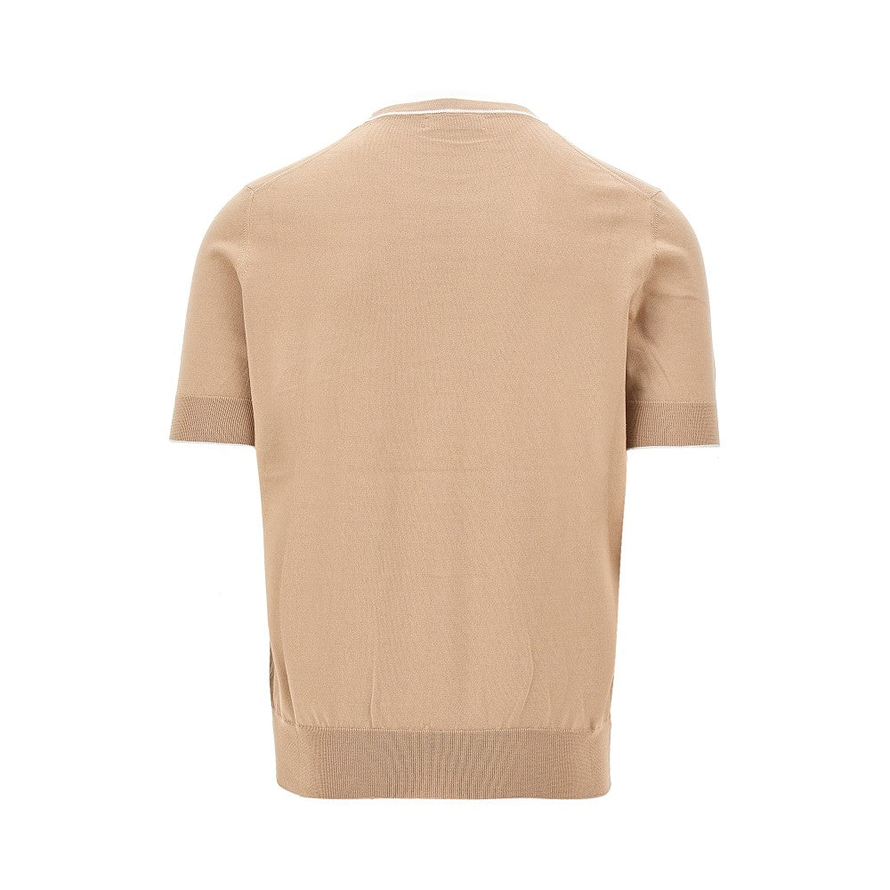 T-shirt in maglia con dettagli a contrasto