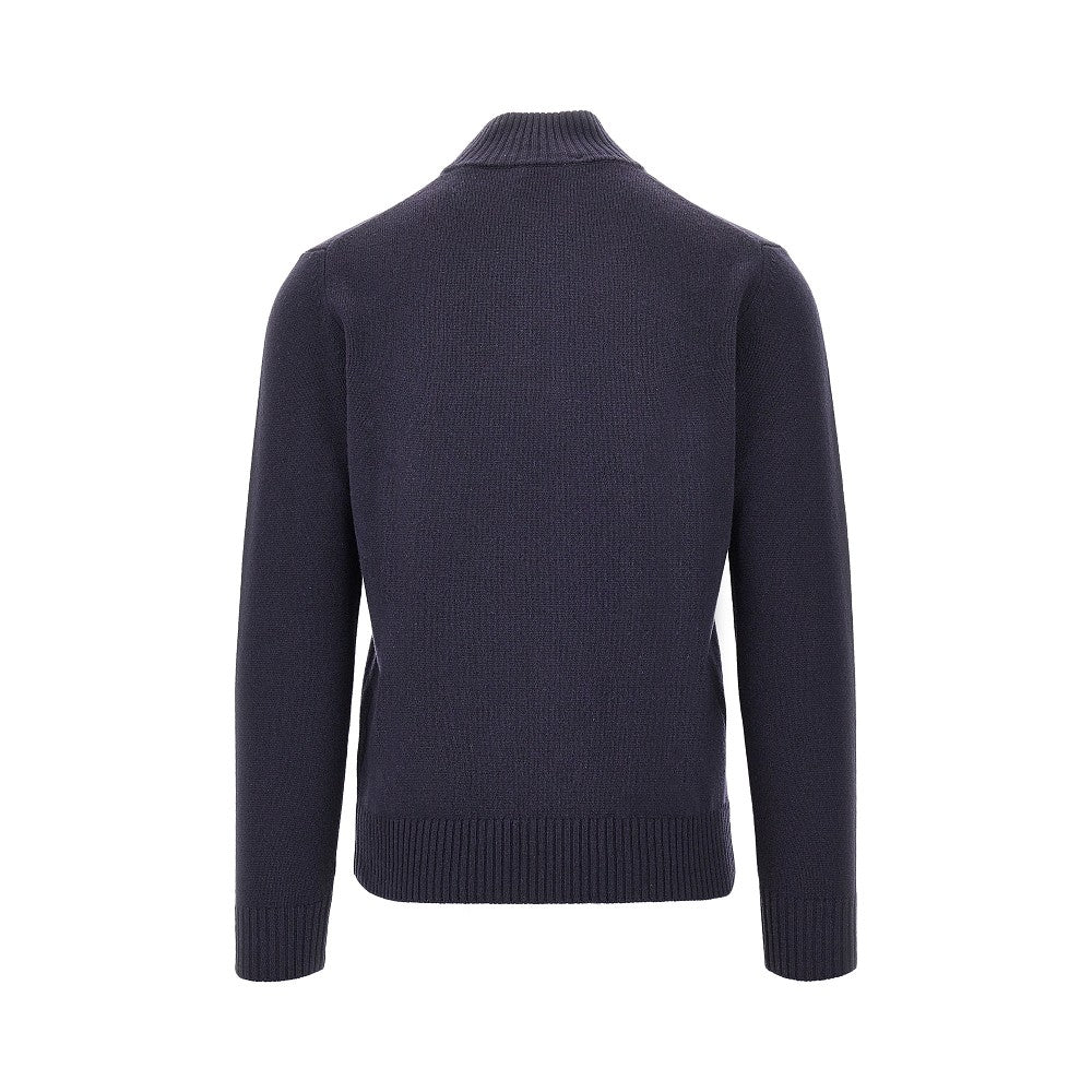 Pullover in lana con mezza zip