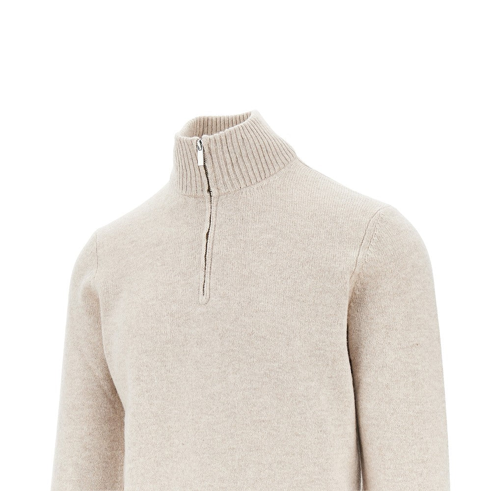 Pullover in lana con mezza zip