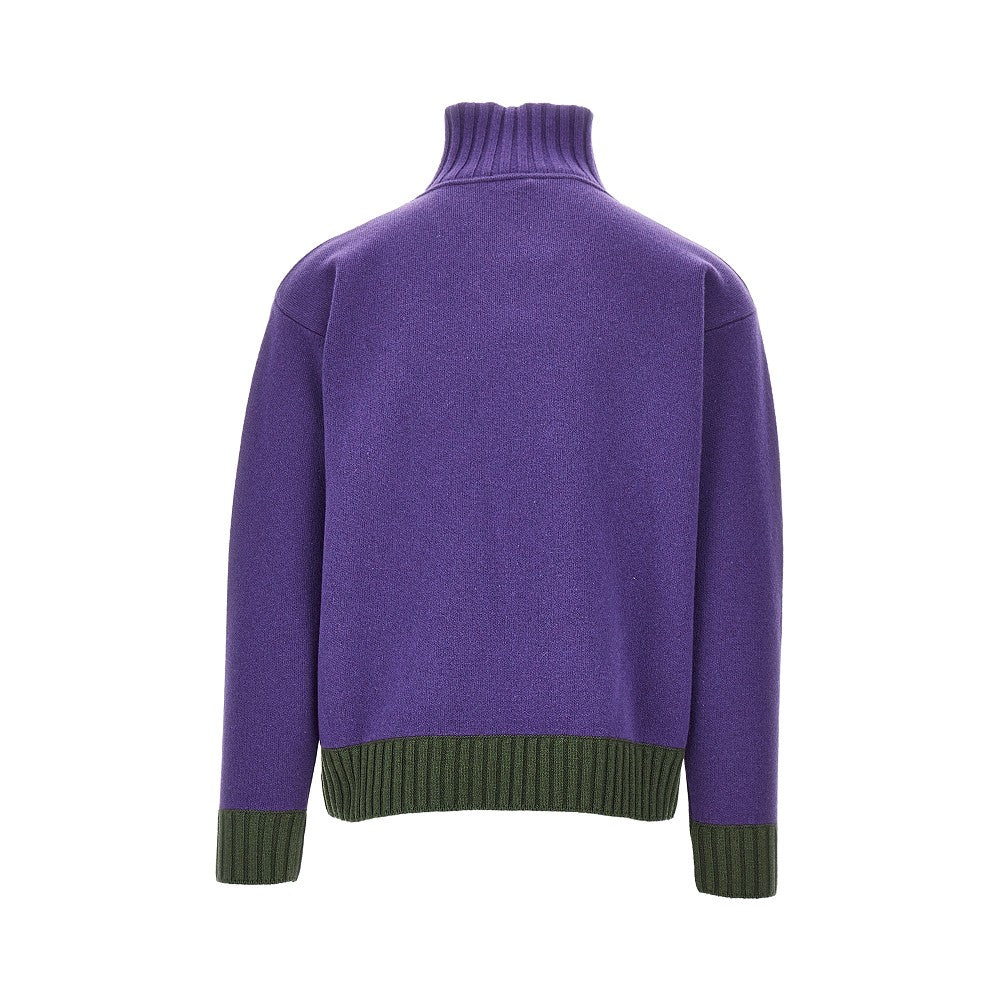Zippered collar wool sweater