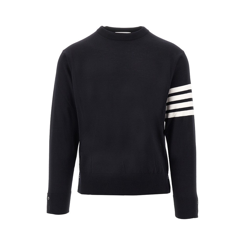 Pullover girocollo in lana con intarsio 4 Bar