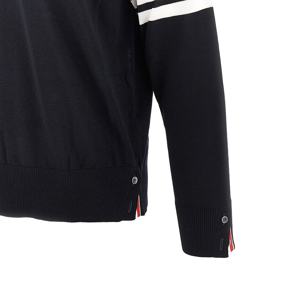 Pullover girocollo in lana con intarsio 4 Bar