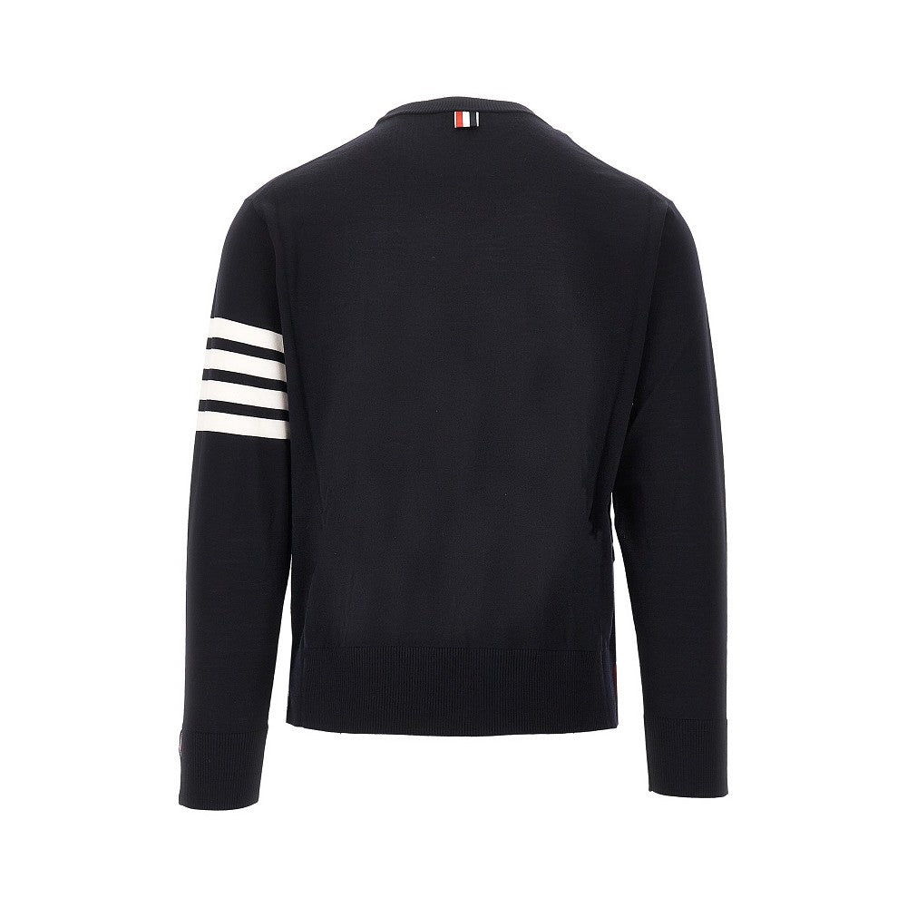 Pullover girocollo in lana con intarsio 4 Bar