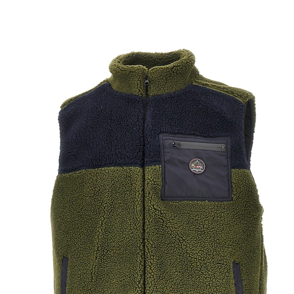 Color-block sherpa vest