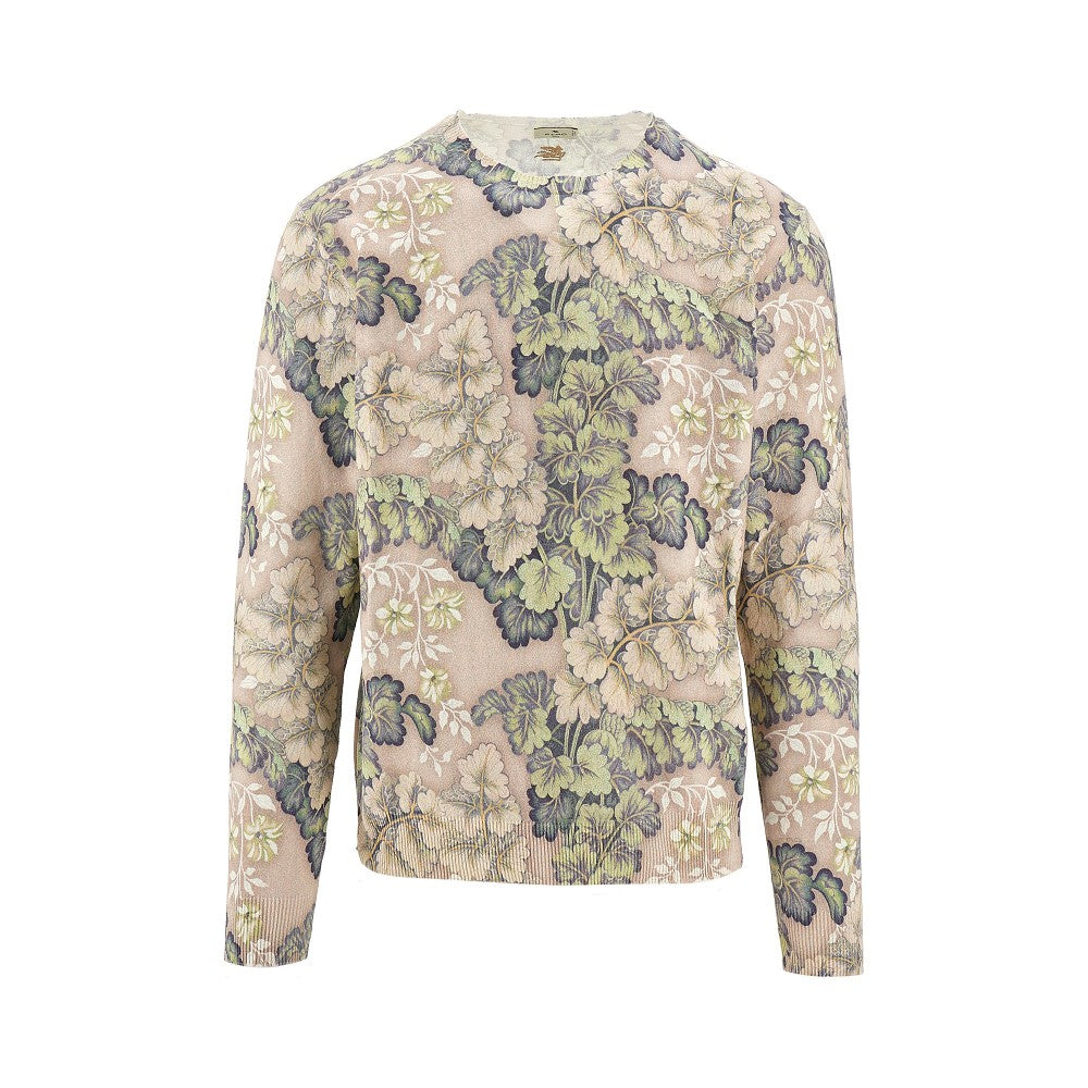 Pullover girocollo con motivo floreale