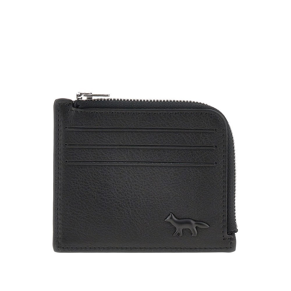 Portacarte in pelle con zip &#39;Profile Fox&#39;