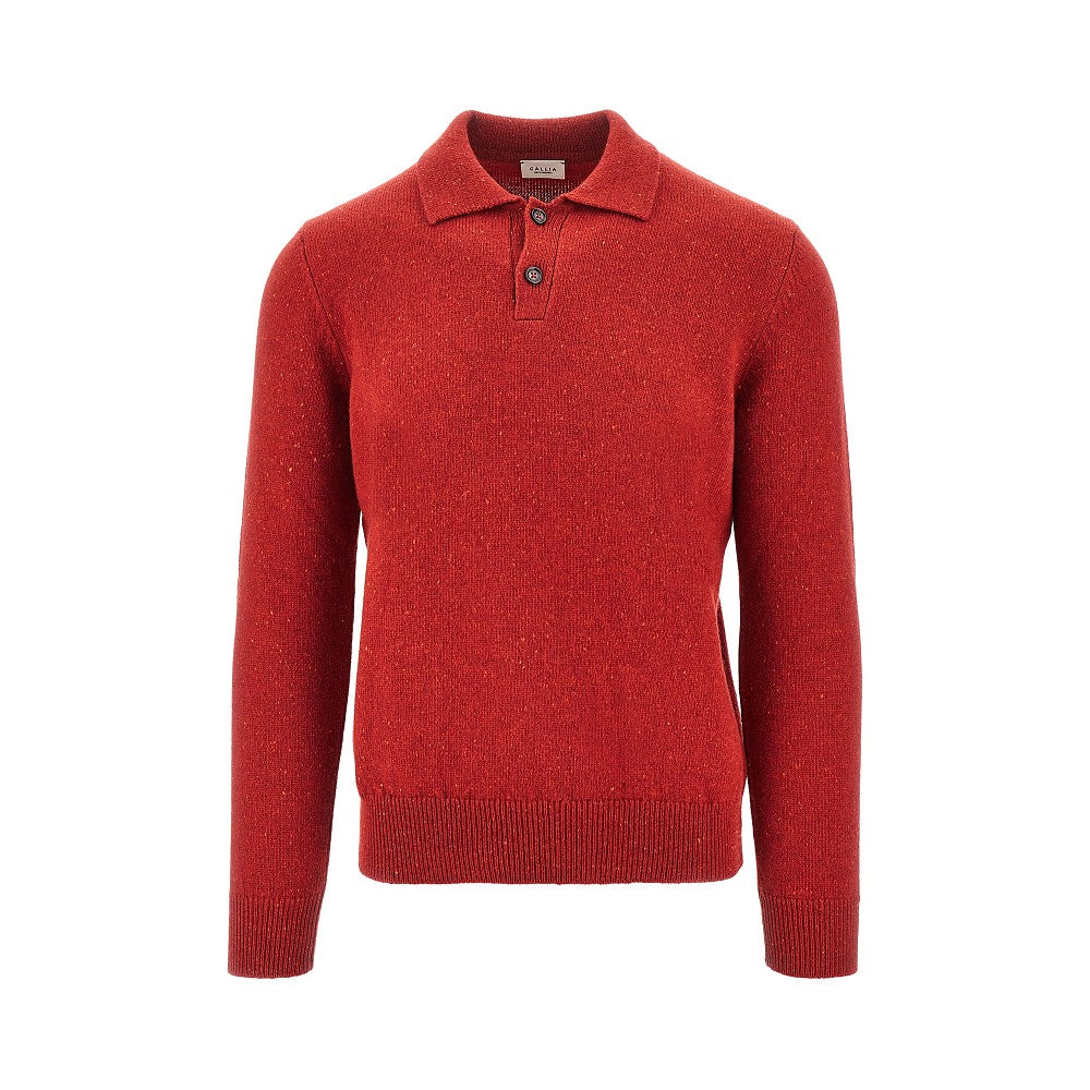 Pullover polo in lana merino
