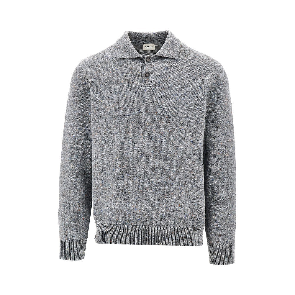 Pullover polo in lana merino