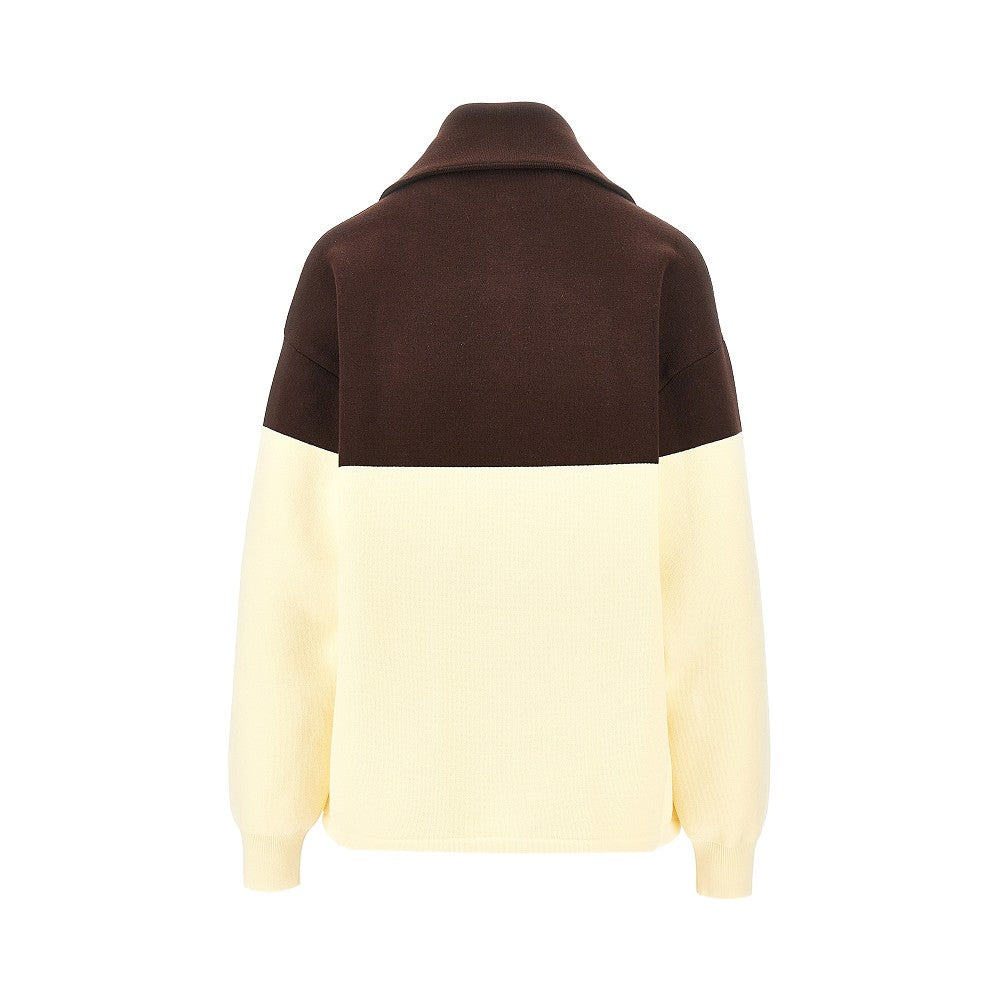 Pullover in cotone con mezza zip