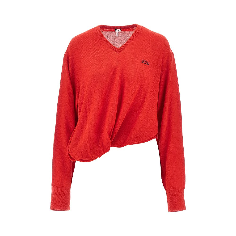 Pullover drappeggiato in lana