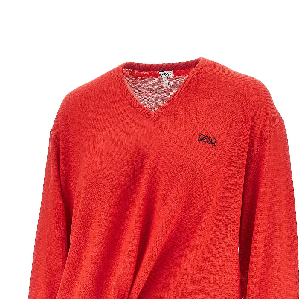 Pullover drappeggiato in lana