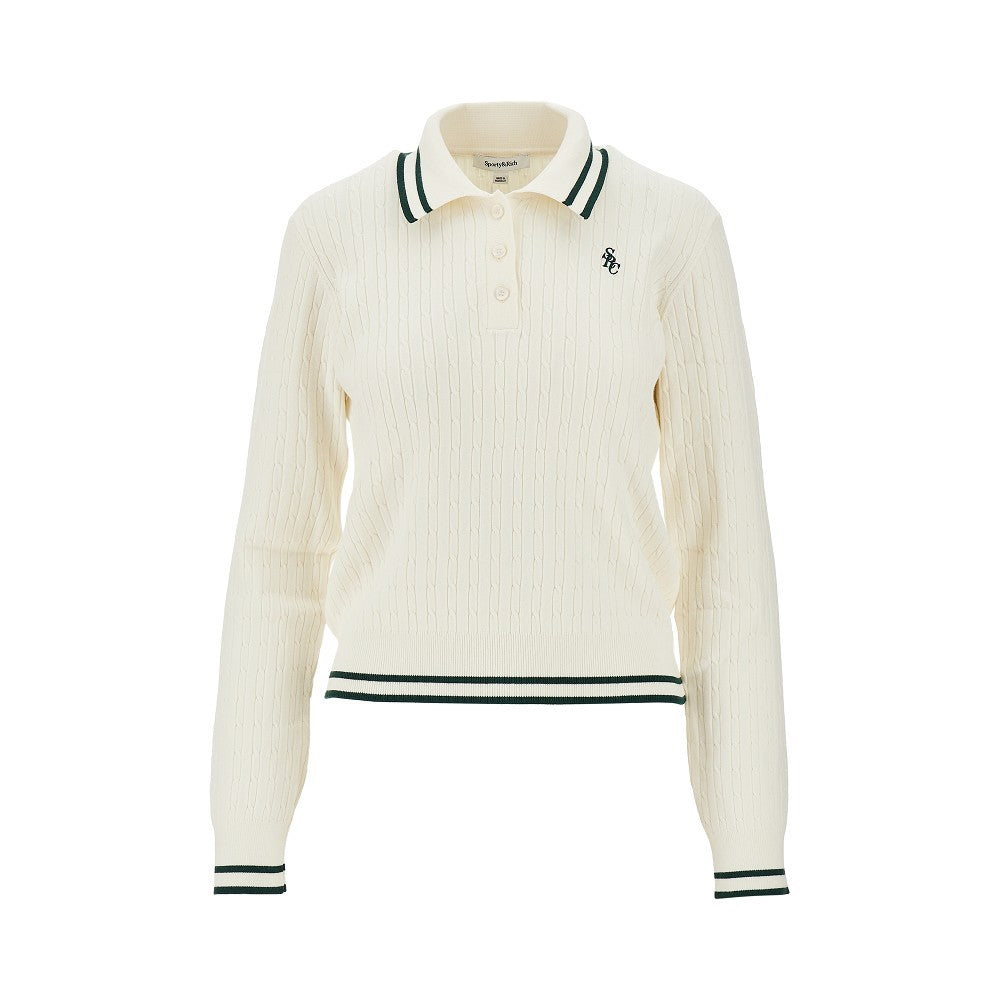 'SRC' cable knit polo