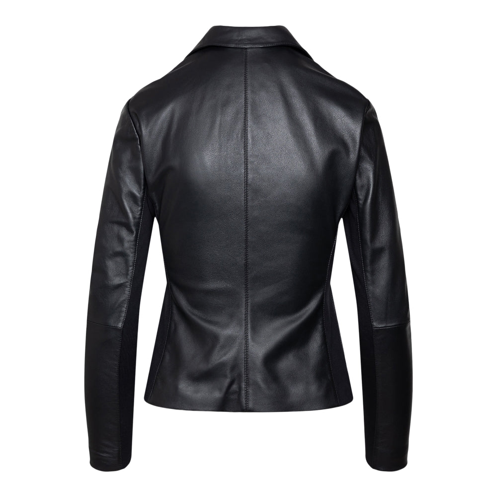 Nappa leather jacket with jersey inserts