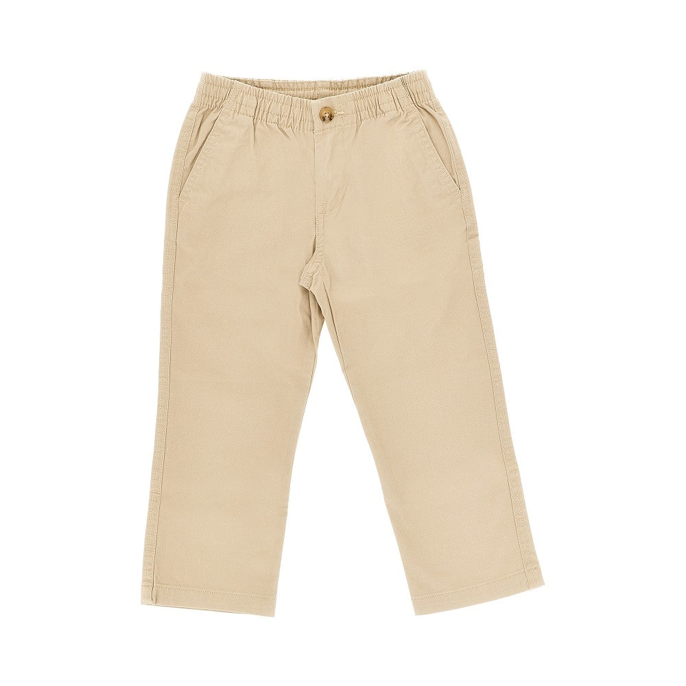 Stretch cotton pants with logo embroidery