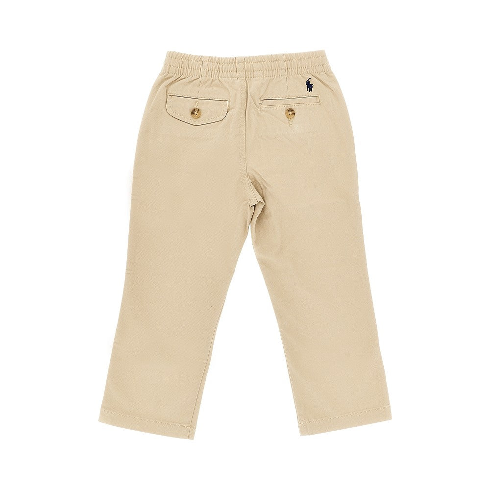Stretch cotton pants with logo embroidery